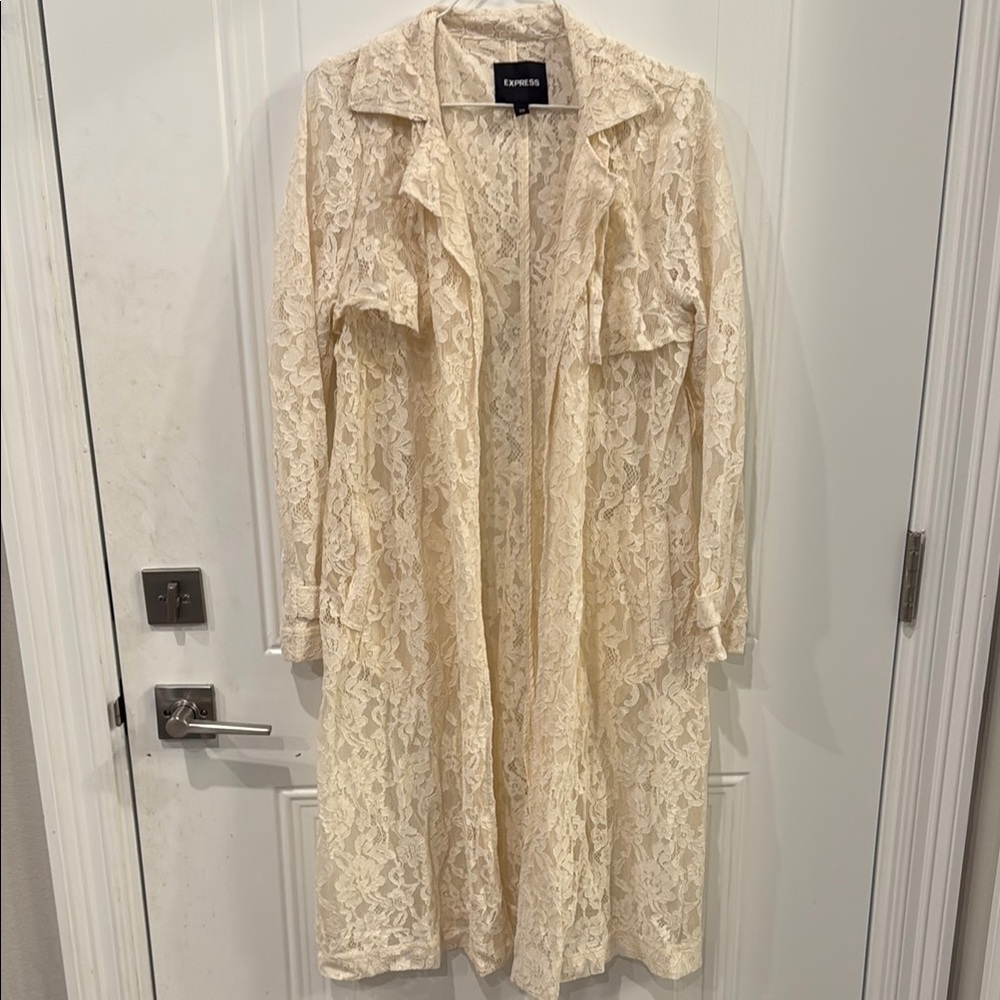 Express Cream Lace Pea Coat